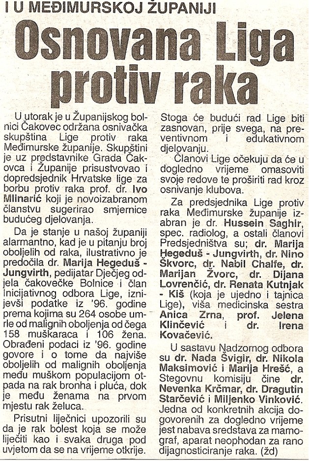 Osnovana Liga protiv raka